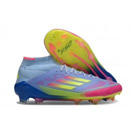 Adidas F50 Elite Mid-Cut FG Cleat Celestial Victory - Blue Fusion Lucid Lemon Lucid Pink