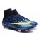 Nike New Mercurial Superfly FG Men's Firm-Ground Soccer Boots Leopard Blue Volt Black