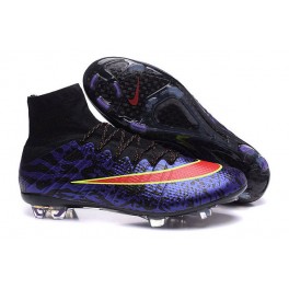 Nike New Mercurial Superfly FG Men's Firm-Ground Soccer Boots Leopard Purple Black Red
