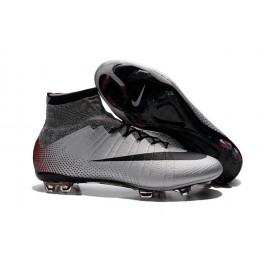 Nike Mercurial Superfly FG Soccer Cleats Cheap Shoes CR500 Silvery Black Red