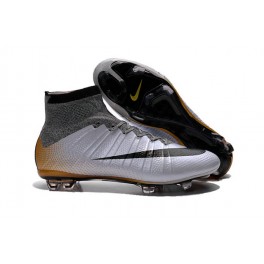 Nike New Mercurial Superfly FG Men's Firm-Ground Soccer Boots CR500 Silvery Black Gold