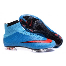Nike New Mercurial Superfly FG Men's Firm-Ground Soccer Boots Blue Red Black