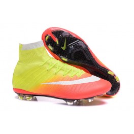 Nike New Mercurial Superfly FG Men's Firm-Ground Soccer Boots Yellow Orange White Black