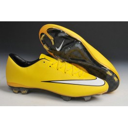 Men's New Soccer Shoes Nike Mercurial Vapor X FG Yellow White