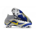 New - Nike Mercurial Superfly 6 Elite FG Soccer Cleats Silver Blue Yellow