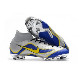 New - Nike Mercurial Superfly 6 Elite FG Soccer Cleats Silver Blue Yellow