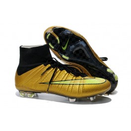 Nike New Mercurial Superfly FG Men's Firm-Ground Soccer Boots Golden Yellow Black Nike New Mercurial Superfly FG Men's Firm-Ground Soccer Boots Golden Yellow Black